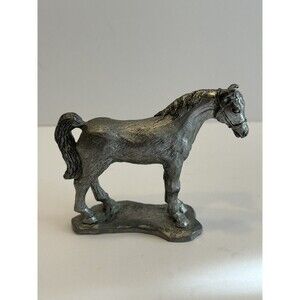 Pewter Horse Figurine Made in USA 3.5" Signed 1980 RB Handcrafted Vintage